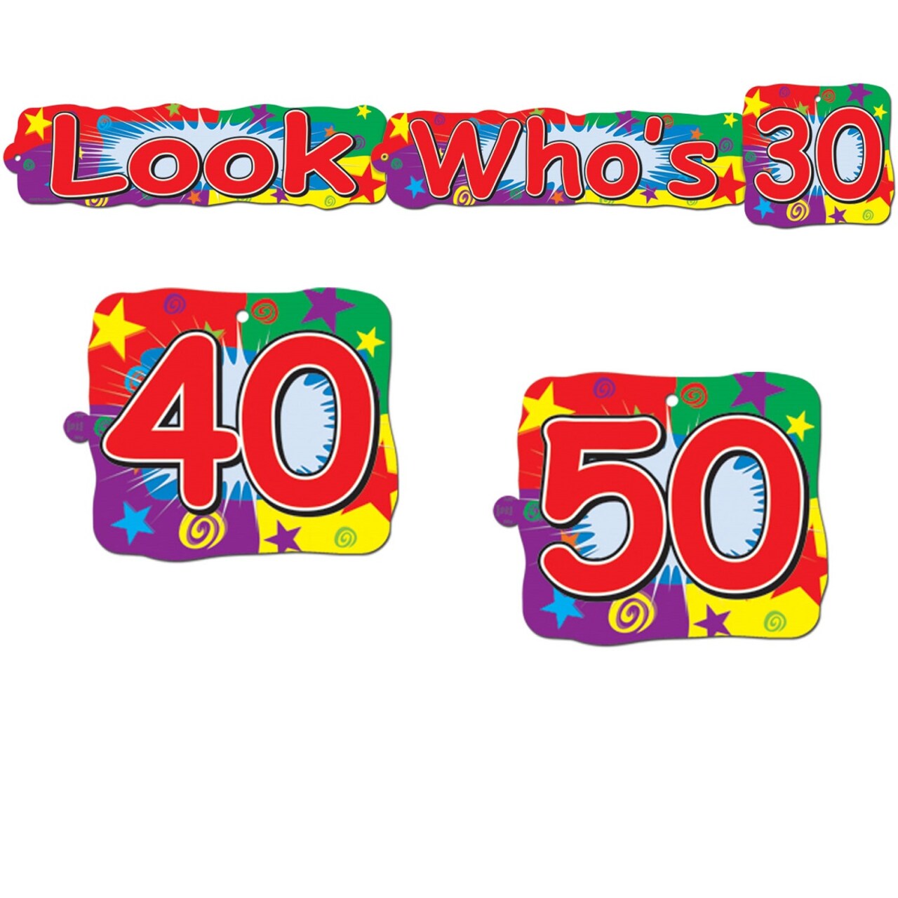 Party Central Club Pack of 12 Vibrantly-Colored Look Who's 30, 40 or 50 Streamer Party Decorations 30"
